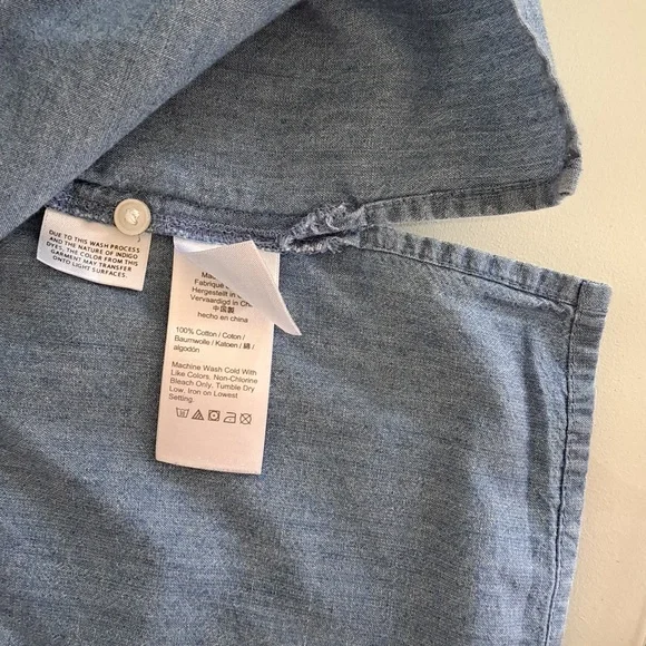 J.Crew Womens Preppy Chambray Puff Short Sleeve Button Down Tunic Blouse M - Picture 7 of 8